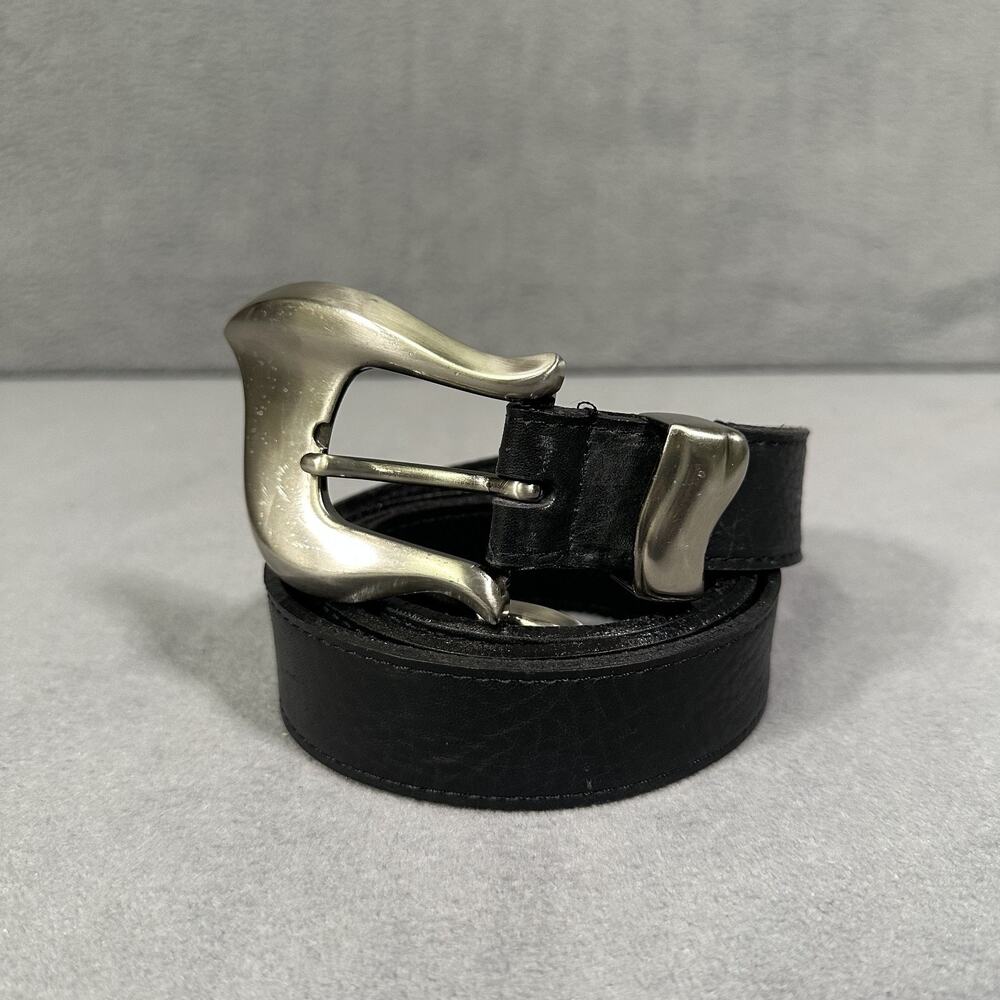 VTG MZ Accessories Genuine Leather USA Made Silver Western Buckle Classic Belt